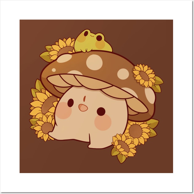 Happy sunflower mushroom Wall Art by Rihnlin